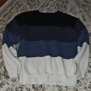 Kids Striped Crewneck Sweater - Navy, Blue & Light Gray